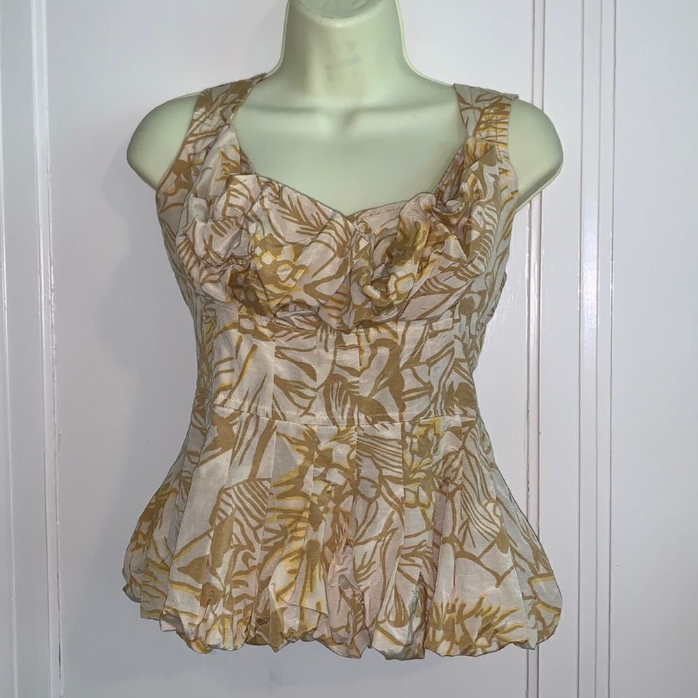 Tracy Reese gold silk/cotton sleeveless blouse